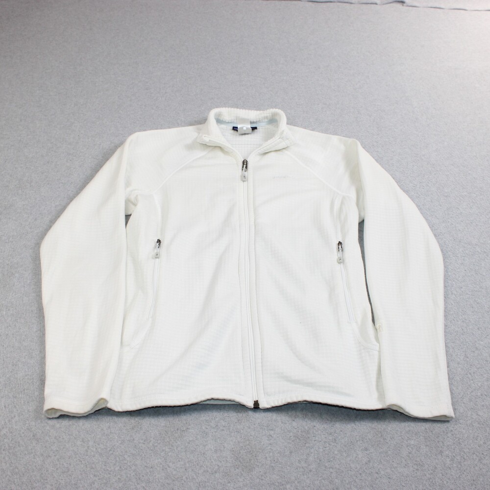 Patagonia R1 Jacket Women Small White Grid Fleece Full Zip Hike Running Outdoor